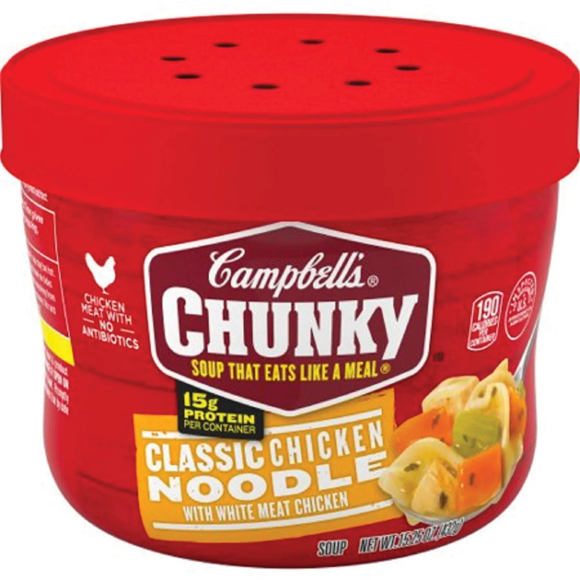 Campbell's Chunky Classic Chicken Noodle Soup Microwavable Bowl, 15.25 oz.