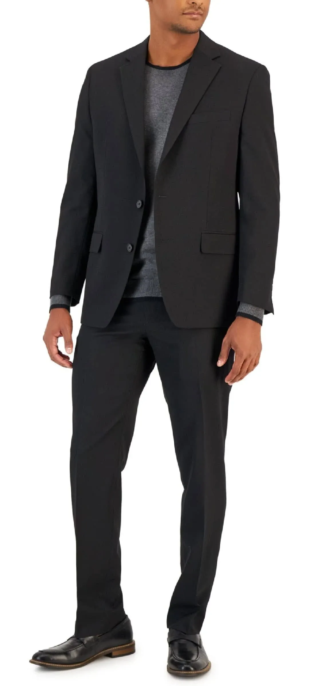 Van Heusen Men's Stretch Performance Two Button Suit - Two Piece Business Suit Jacket and Pants