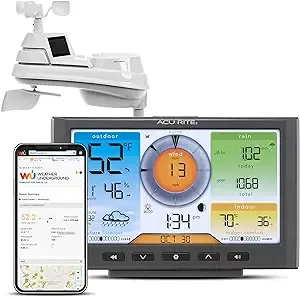 AcuRite Iris (5-in-1) Home Weather Station with Wi-Fi Connection to Weather Underground with Temperature, Humidity, Wind Speed/Direction, and Rainfall (01540M) , Black