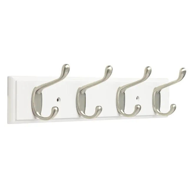 Franklin Brass 4-Hook 2.7126-in x 3.3386-in H Pure White and Satin Nickel Decorative Wall Hook (35-lb Capacity) | FBHDCH4-WSE-R