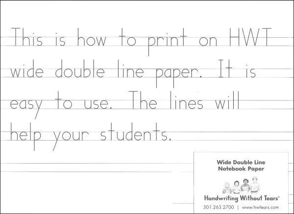 Handwriting Without Tears: Wide Double Line Notebook Paper 500 Sheets