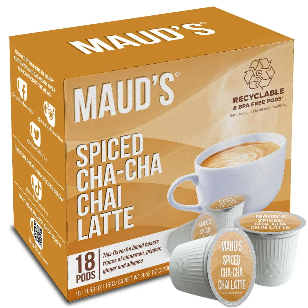 Maud's Chai Tea Latte Pods 18ct