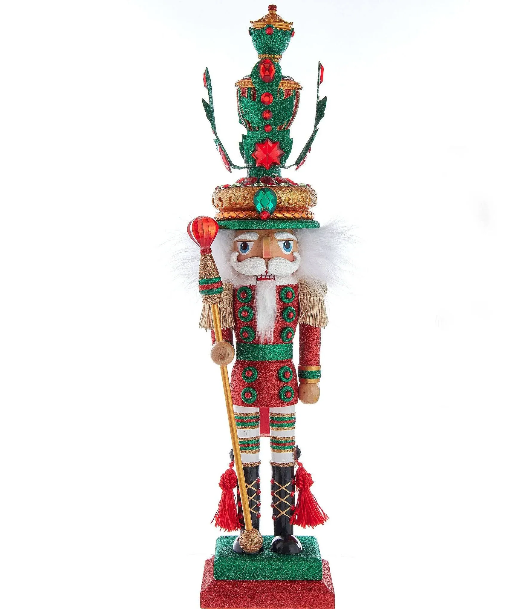 18&quot; Hollywood Red and Green Leaves Hat Nutcracker