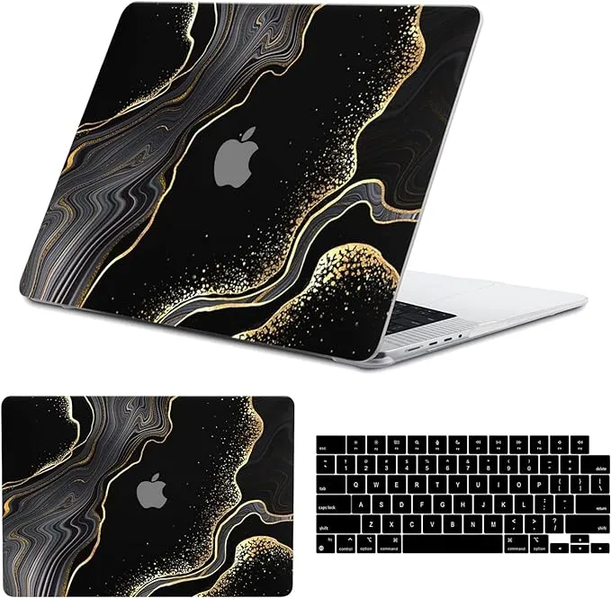 Compatible with MacBook pro 14 inch Case,2023 2022 2021 Model A2442 M1 Pro / M2 A2779 Max Chip & Touch ID and Keyboard Protectors,Laptop Plastic Hard Shell(Black Marble)