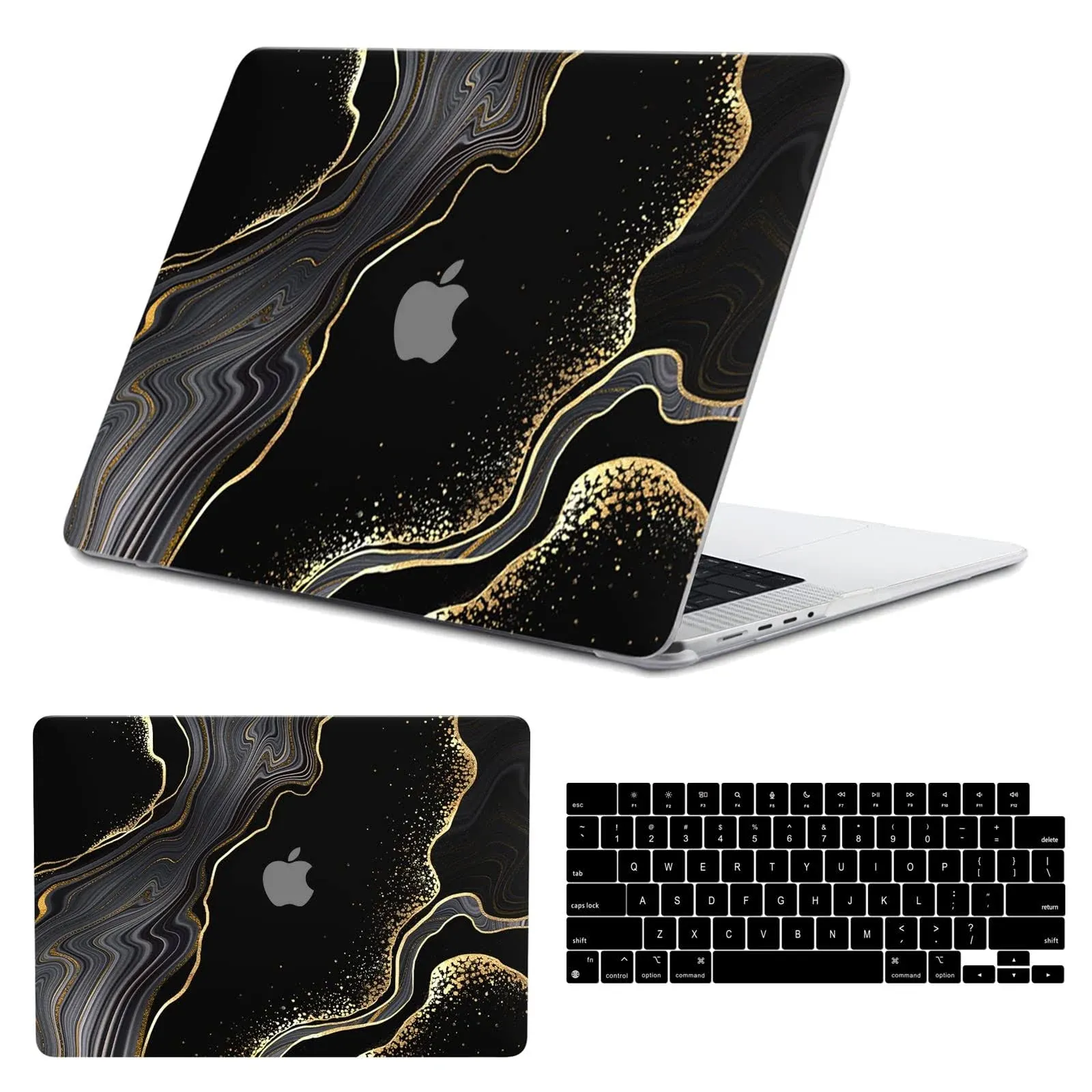 Laptop Plastic Hard Shell for MacBook Air 14&#034; 2021 w/ Set of Covers Marble Black