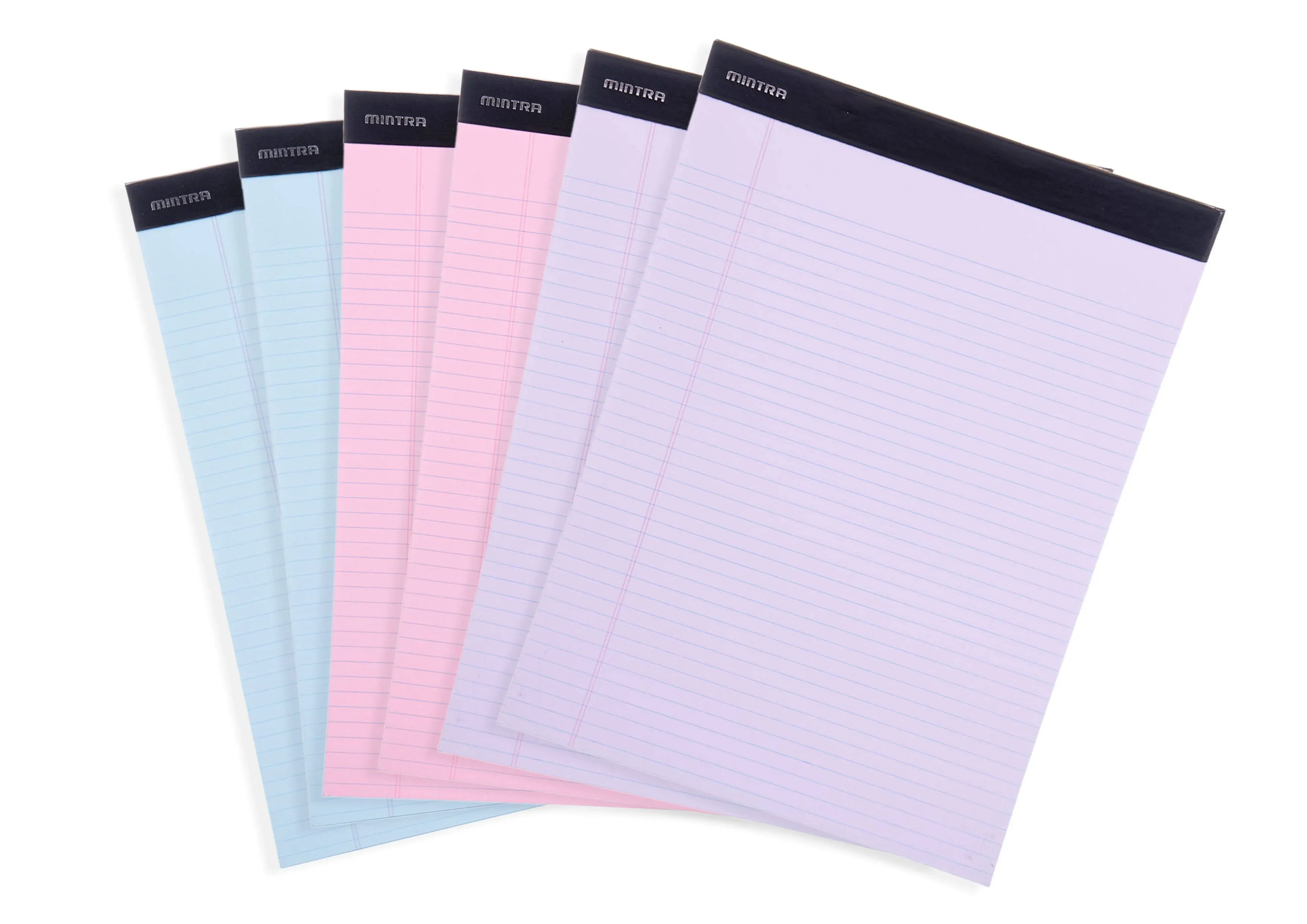 Mintra | Basic Pastel Legal Pads - 6 Pack 8.5in x 11in / Narrow Ruled