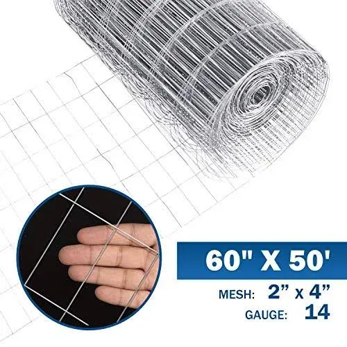 Fencer Wire Welded Wire 14 Gauge Galvanized Mesh Size 2 inch by 4 inch (3 ft. x 50 ft.)