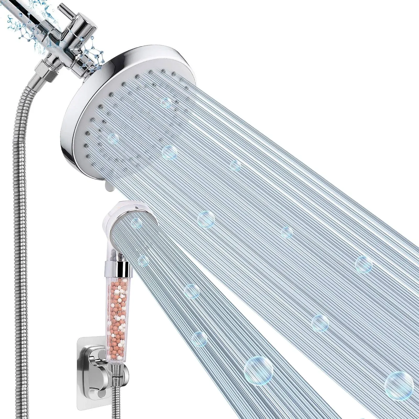 HarJue High Pressure 5 Setting Rain Shower Head Combo