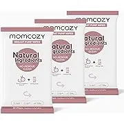 Momcozy Natural Breast Pump Wipes for Pump Parts Cleaning On-the-go, 30 Count (Pack of 3), Flash Clean & Resealable Pump Wipes