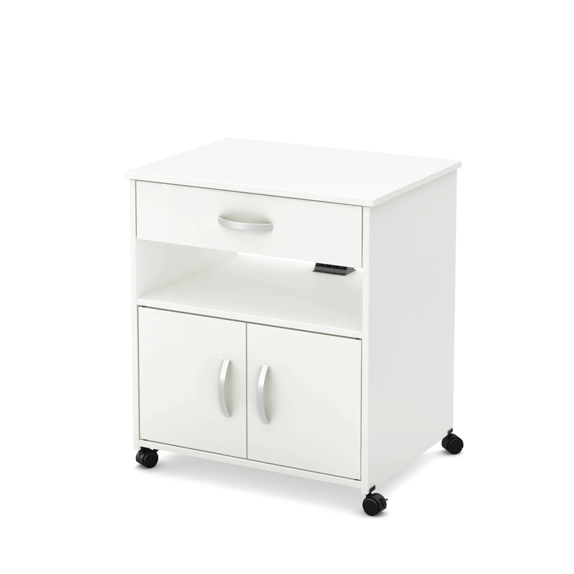 South Shore Smart Basics Microwave Cart on Wheels, Multiple Finishes