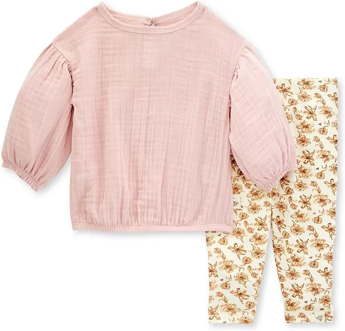 Burt's Bees Baby Gauze Tunic & Ditsy Country Floral Girl Legging Set