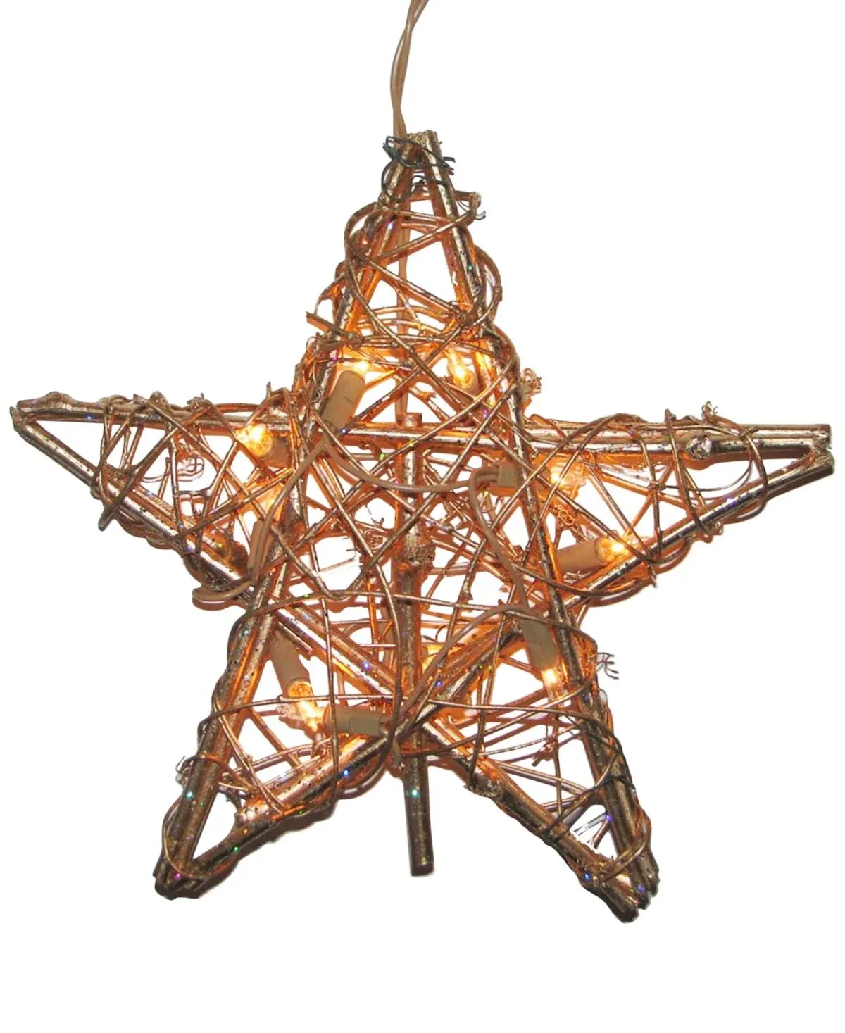 Natural Rattan Star Light Up Christmas Tree Topper Holiday Decoration New