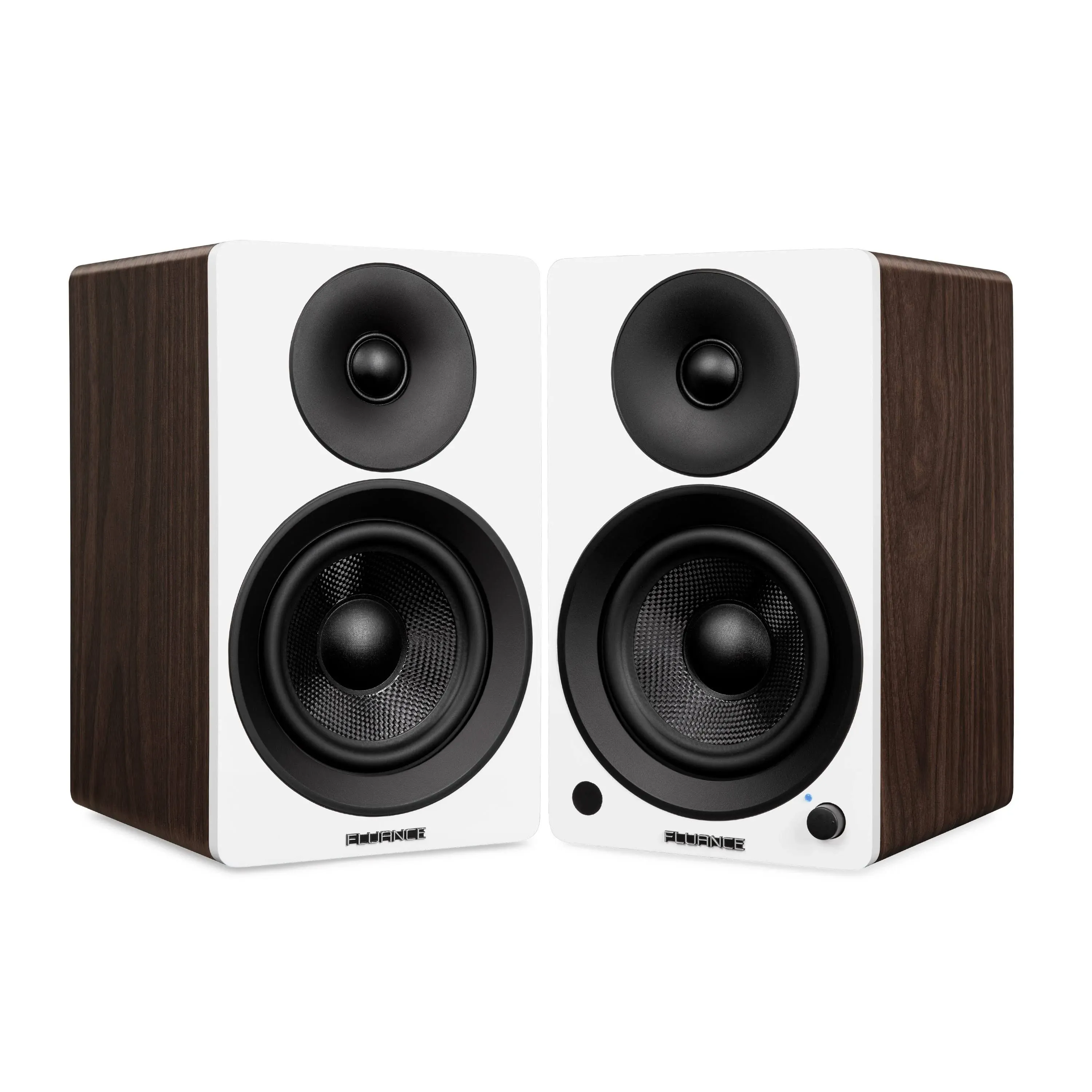 Fluance Ai41 Powered 2-Way 2.0 Stereo Bookshelf Speakers with 5" Drivers, 90W Amplifier for Turntable, TV, PC and Bluetooth 5 Wireless Music Streaming with RCA, Optical & Subwoofer Out (White Walnut)