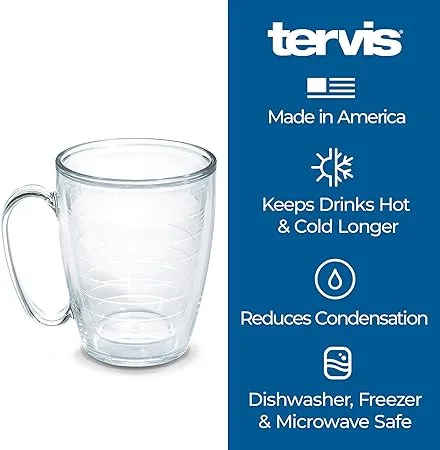 Tervis Clear & Colorful Lidded Made in USA Double Walled Insulated Tumbler Travel Cup Keeps Drinks Cold & Hot, 16oz Mug, Fuchsia Lid