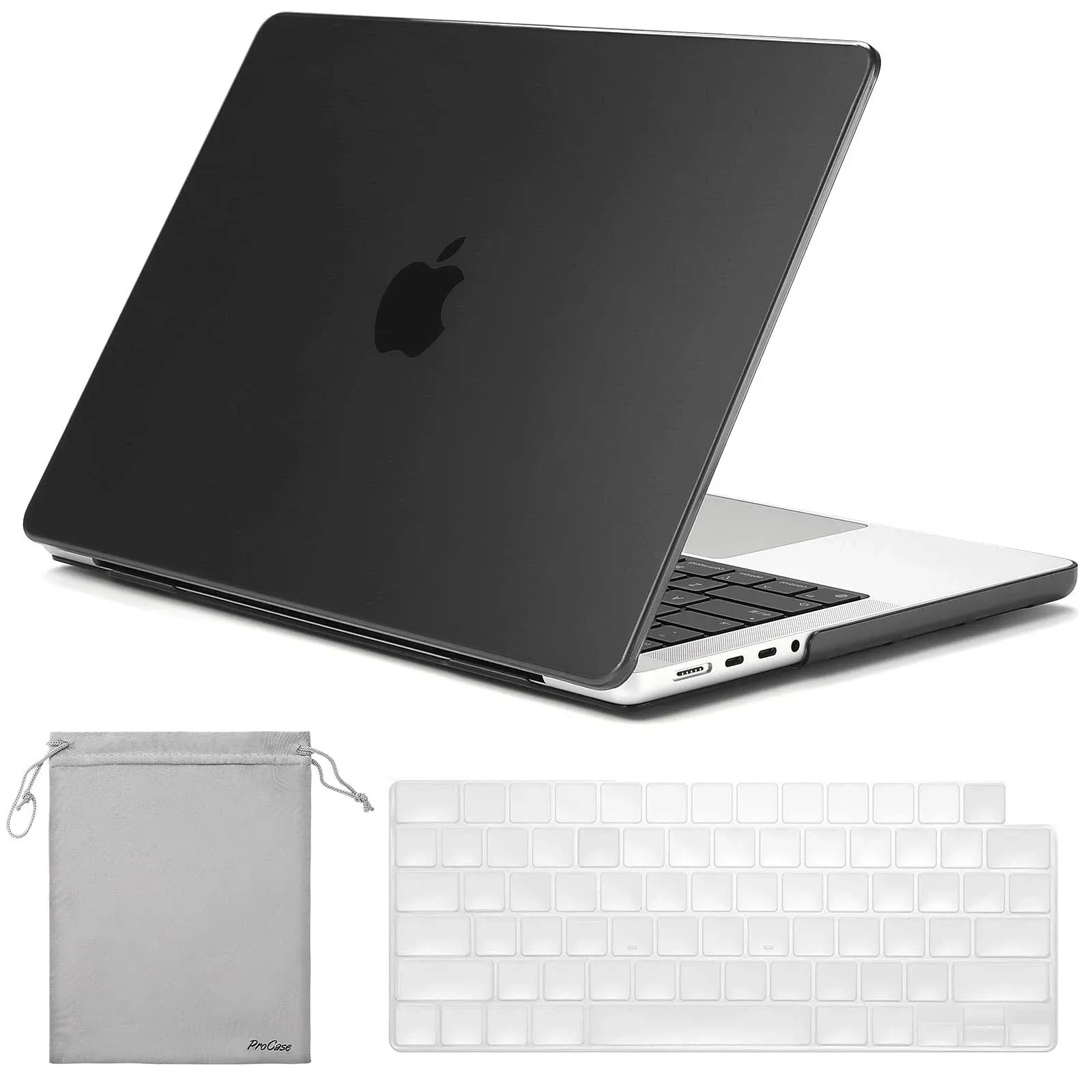 ProCase for MacBook Pro 16 Inch 2023 2022 2021 (M3 A2991 /M2 A2780 /M1 A2485) with Touch ID, Slim Hard Shell Case with Keyboard Cover for MacBook Pro 16" -Black