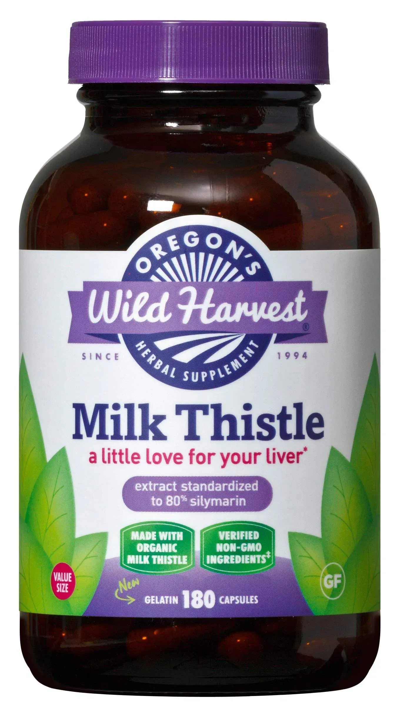 Oregon's Wild Harvest Certified Organic Milk Thistle Herbal Supplement, 90 Count