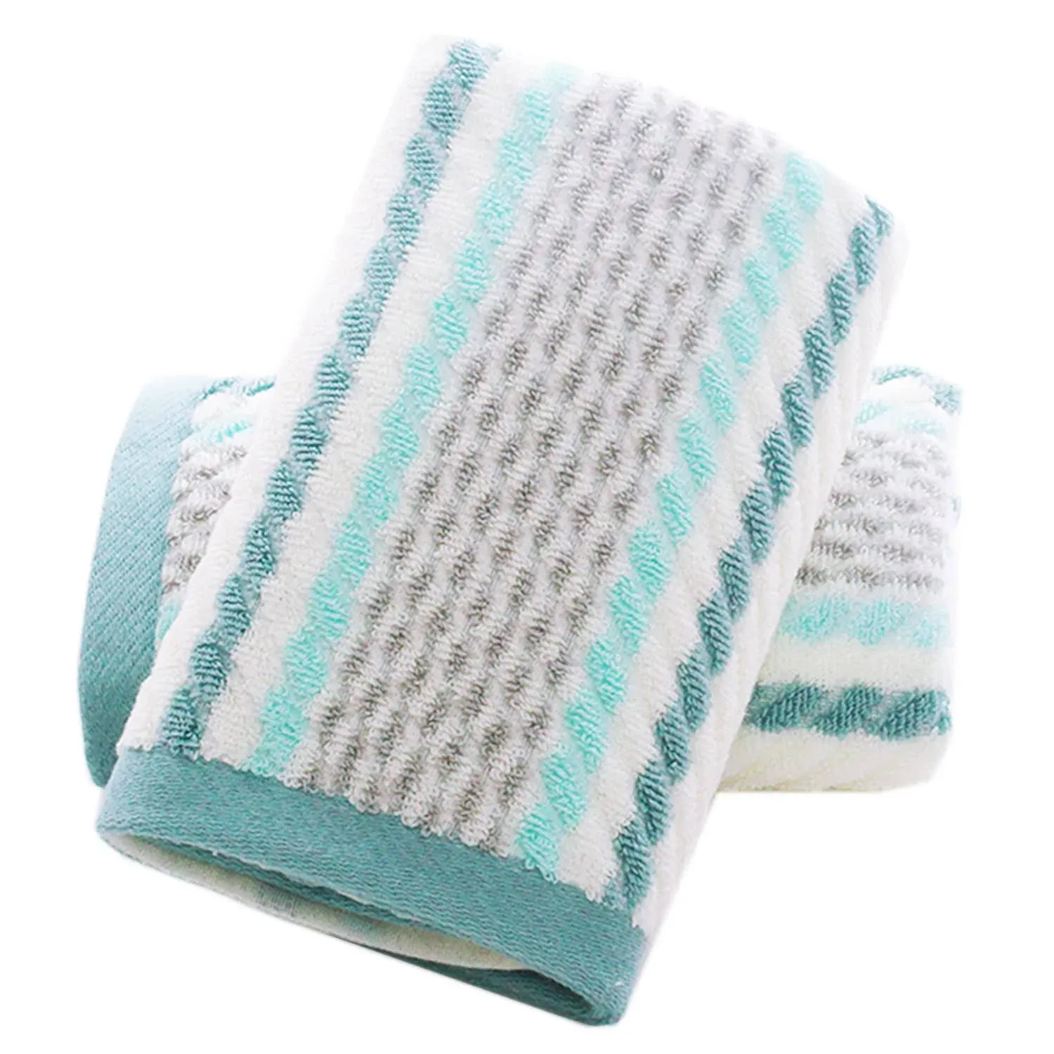 Pidada Hand Towels Set of 2 Striped Pattern 100% Cotton Super Soft Highly Absorb