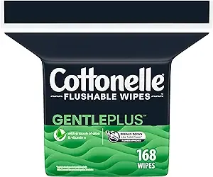 Cottonelle GentlePlus Flushable Wet Wipes with Aloe & Vitamin E, Refill - 168 Wipes