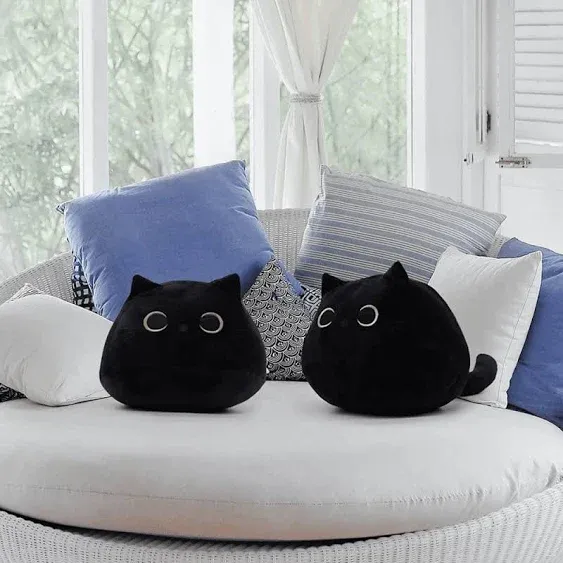 Black Cat Plush Toy 16'' Black Cat Pillow,Soft Plush Doll Cat Plushie Cat Pillow ...