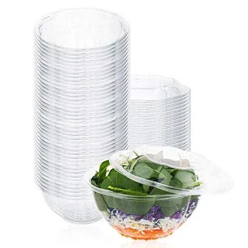 Stock Your Home Plastic Salad Bowls (50 Count) 32 oz. Disposable Salad Bowls with ...