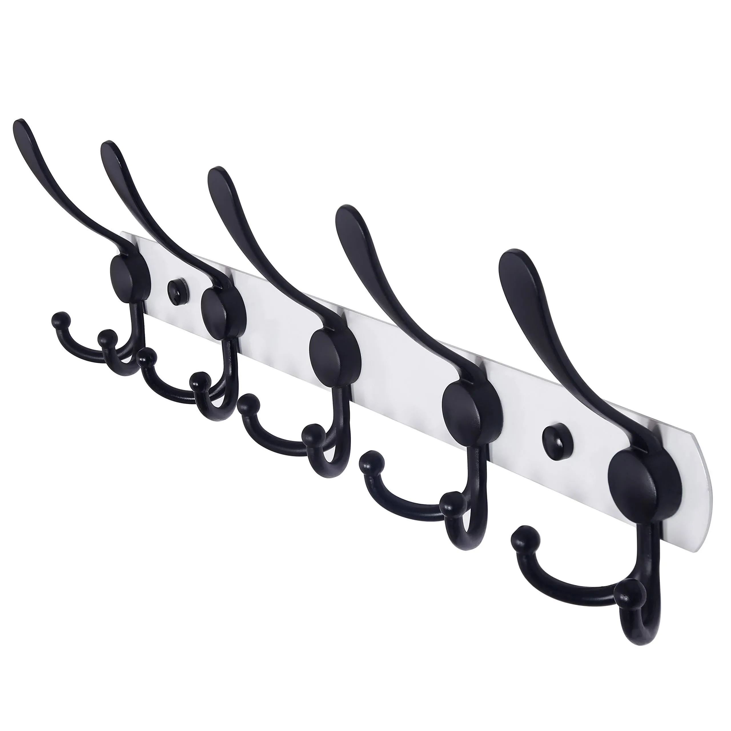 Wall Mounted Coat Rack - 5 Tri Hooks, Heavy Duty, Stainless Steel, Metal Coat...