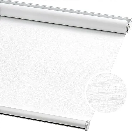 ChrisDowa Cordless 100% Blackout Roller Shade Thermal Insulated UV Protection with Striped Jacquard Fabric White Blackout Blinds for Indoor Window Shades Pull Down for Home and Office, 22" W x 72" H