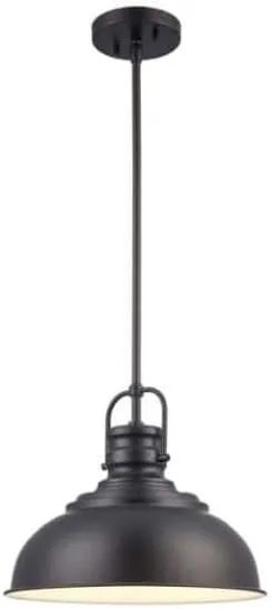 Home Decorators Shelston 1-Light Metal Shade Black Hanging Kitchen Pendant