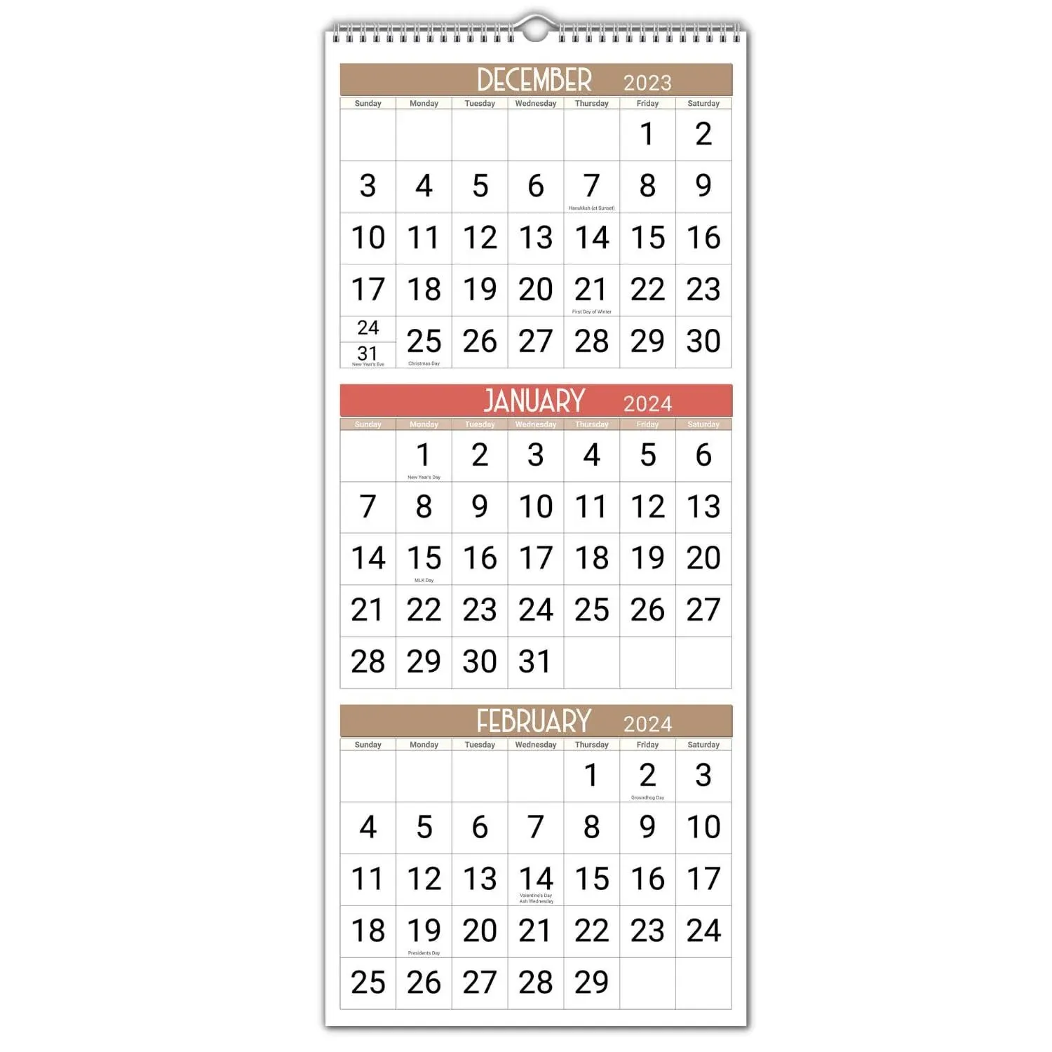 CRANBURY 3-Month Wall Calendar 2024 - (Deco Style), Use Now to 11&#034;x26&#034;, Deco 