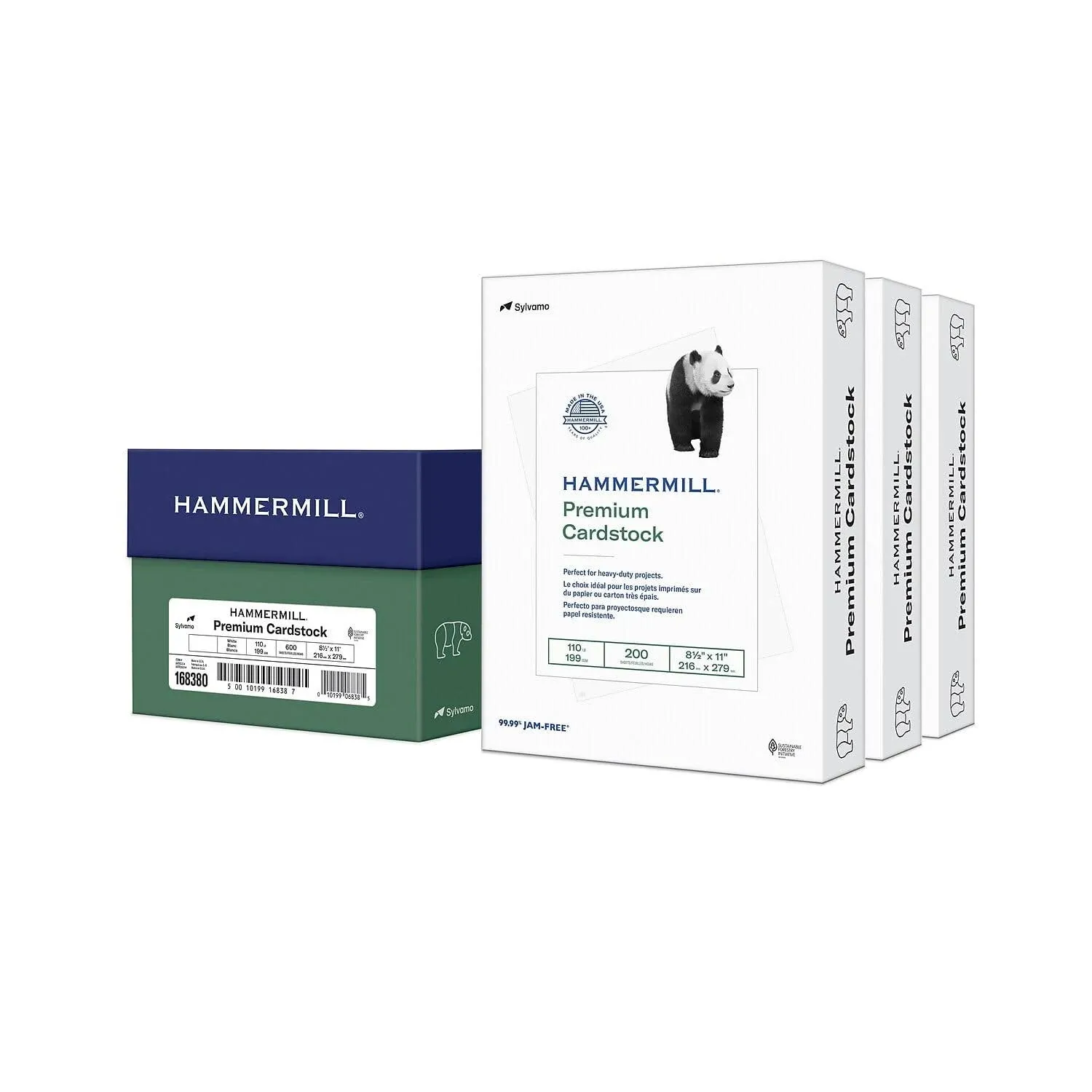 Hammermill White Cardstock, 110 lb, 8.5 x 11 White Cardstock, 3 Pack (600 Sheets) - Thick Card Stock, Made in the USA, 168380C