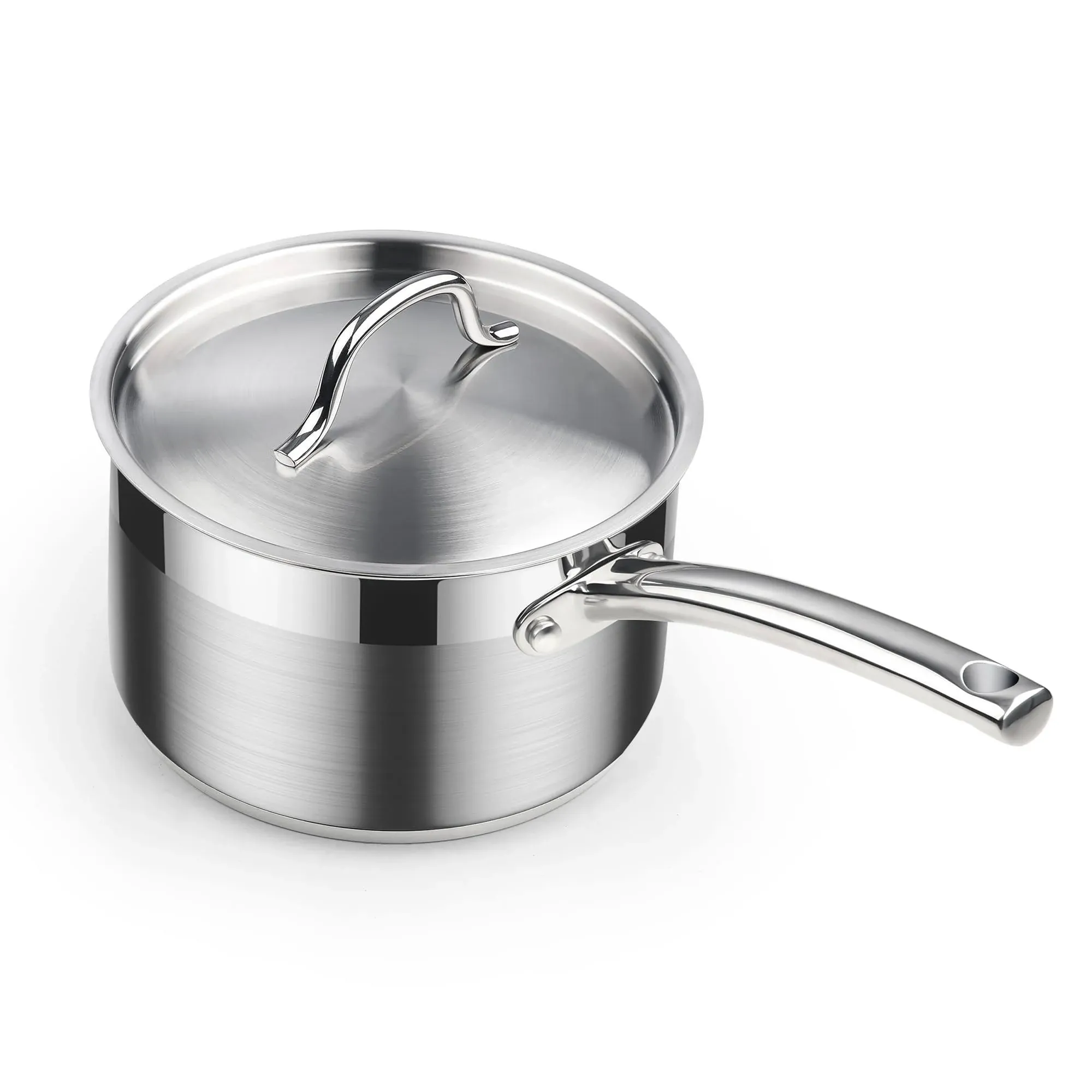 Cooks Standard Saucepan with Lid 18/10 Stainless Steel, 3-Quart Professional Sauce Pot Mini Milk Pan, Oven Safe 500 , Compatible with All Stovetops, S