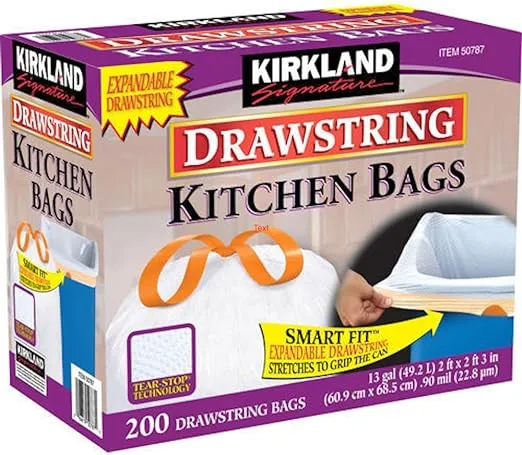 Kirkland Signature Drawstring Kitchen Trash Bags