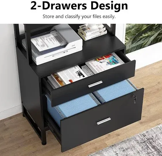 Modern 2 Drawer Filing Cabinet with Lock