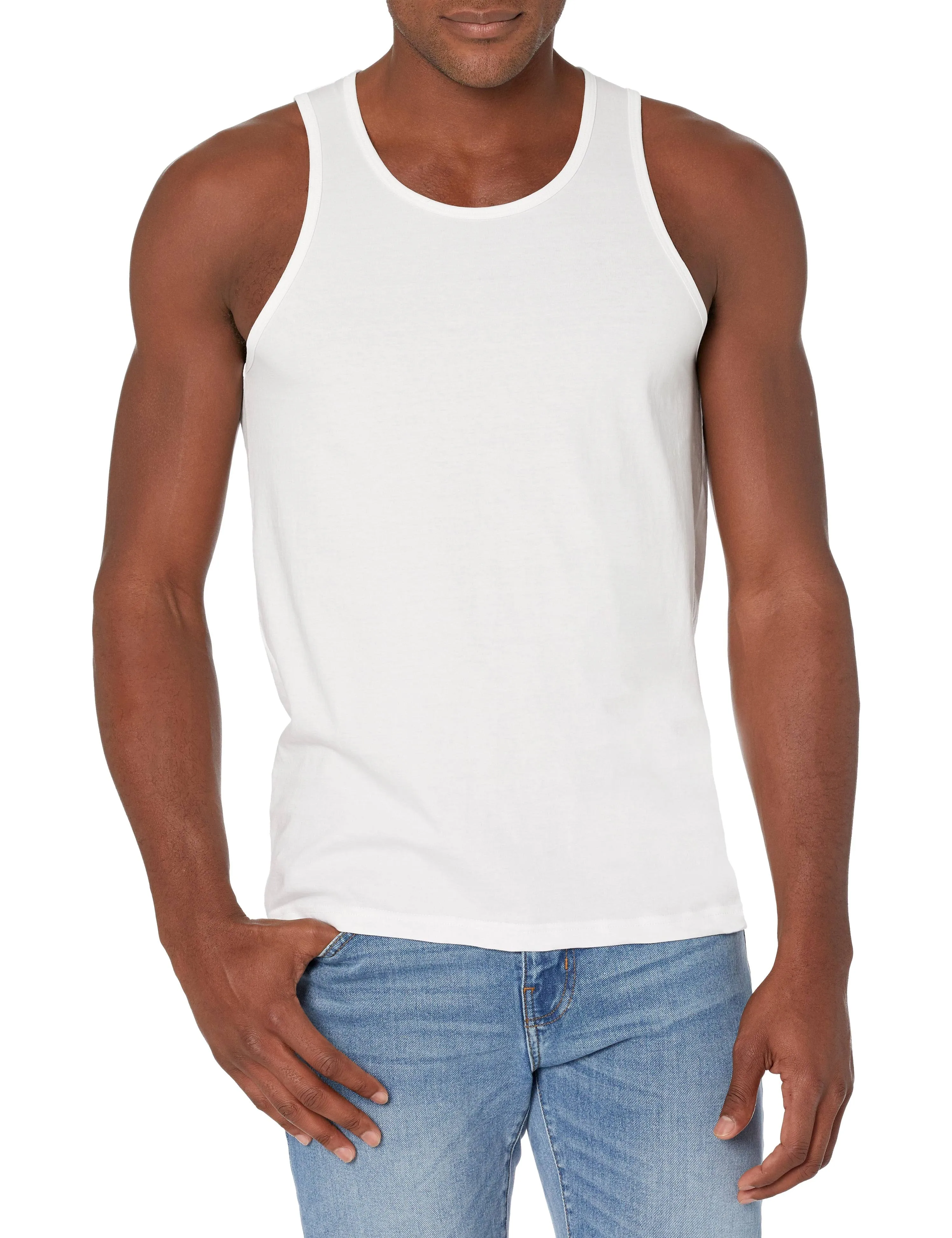 Men Crewneck Undershirts Soft 100% Cotton Tank Tops Pack of 3