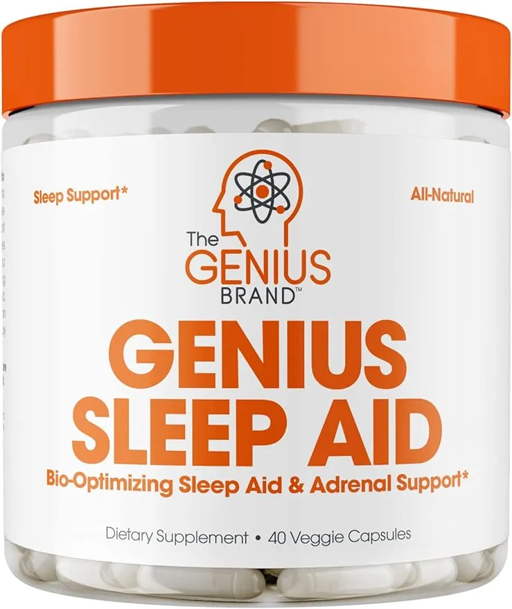 Genius Sleep AID - Smart Sleeping Pills Supplement - Relaxation Enhancer and Mood Support w/Inositol, L-Theanine & Glycine - 40 Capsules