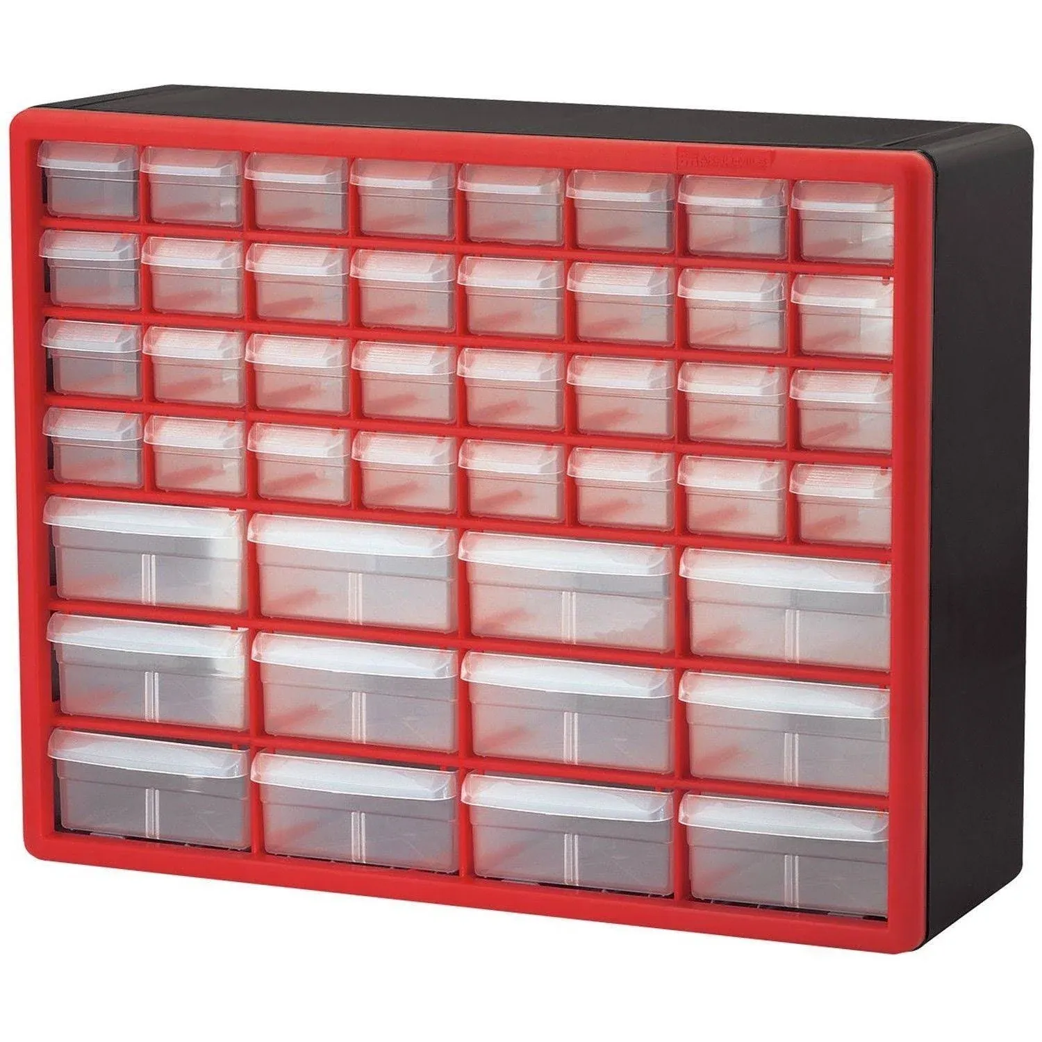 Akro-Mils 10144REDBLK Storage Cabinet, 44 Drawer, Plastic