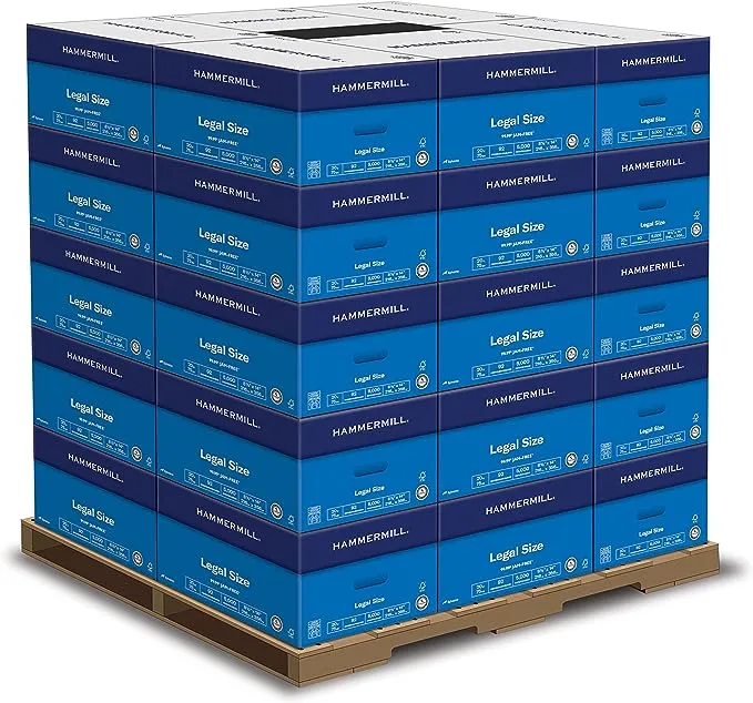 Hammermill Printer Paper, 20 lb Copy Paper, 8.5 x 14 - 1 Pallet, 30 Cases (150,000 Sheets) - 92 Bright, Made in the USA, 105015P