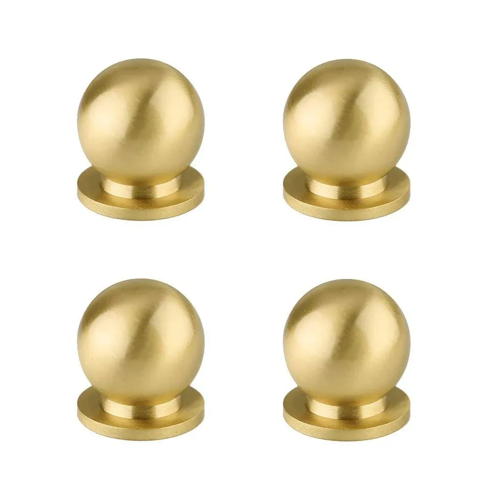 tiazza 4pcs round solid brass knobs antique cabinet drawer small handle modern minimalist pulls