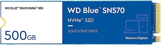 Western Digital 500GB WD Blue SN570 NVMe Internal Solid State Drive SSD - Gen3 x4 PCIe 8Gb/s, M.2 2280, Up to 3,500 MB/s - WDS500G3B0C