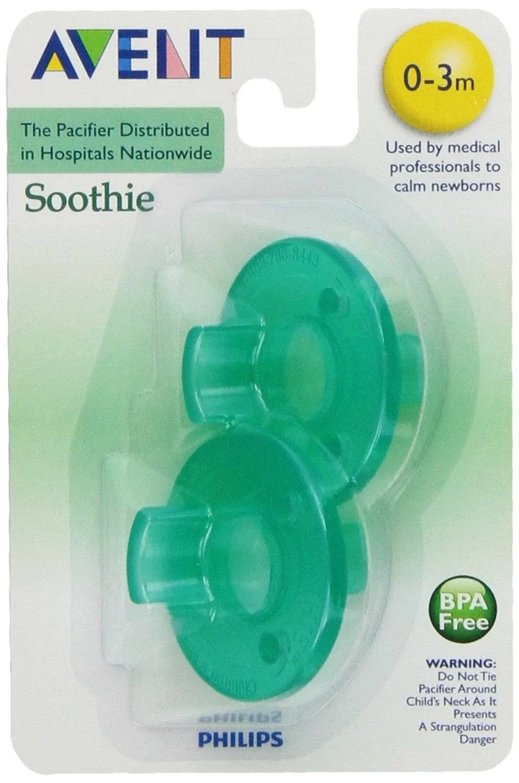 Philips Avent Soothie Pacifier, Green, 0-3 Months, 2 Count