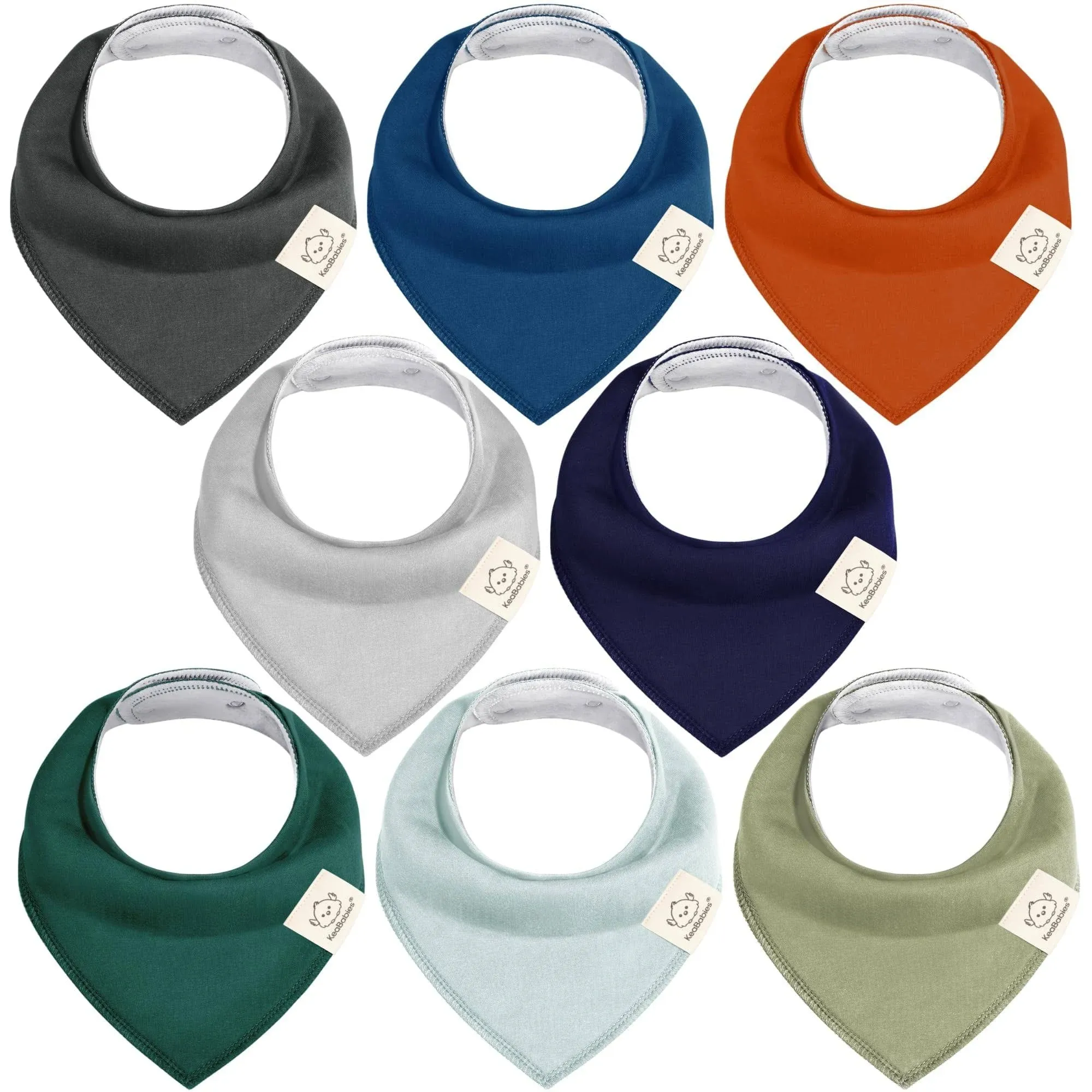 KeaBabies 8-Pack Organic Bandana Bibs in Hunter