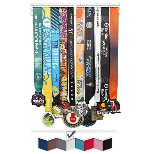 Sports Marathon Medal Display Hanger Holder Racks Frame in matt Black Surface Wall Mount Over 40 Medals Upgraded 3 Lines with 3 Screws Easy to Install Easy to use