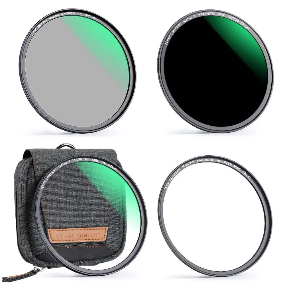 K&F Concept 58mm Magnetic Lens Filter Kit - UV CPL ND1000 Magnetic Adapter Ring Optical Glass Camera Filter Pouch Quick Swap System (Nano-X Series)