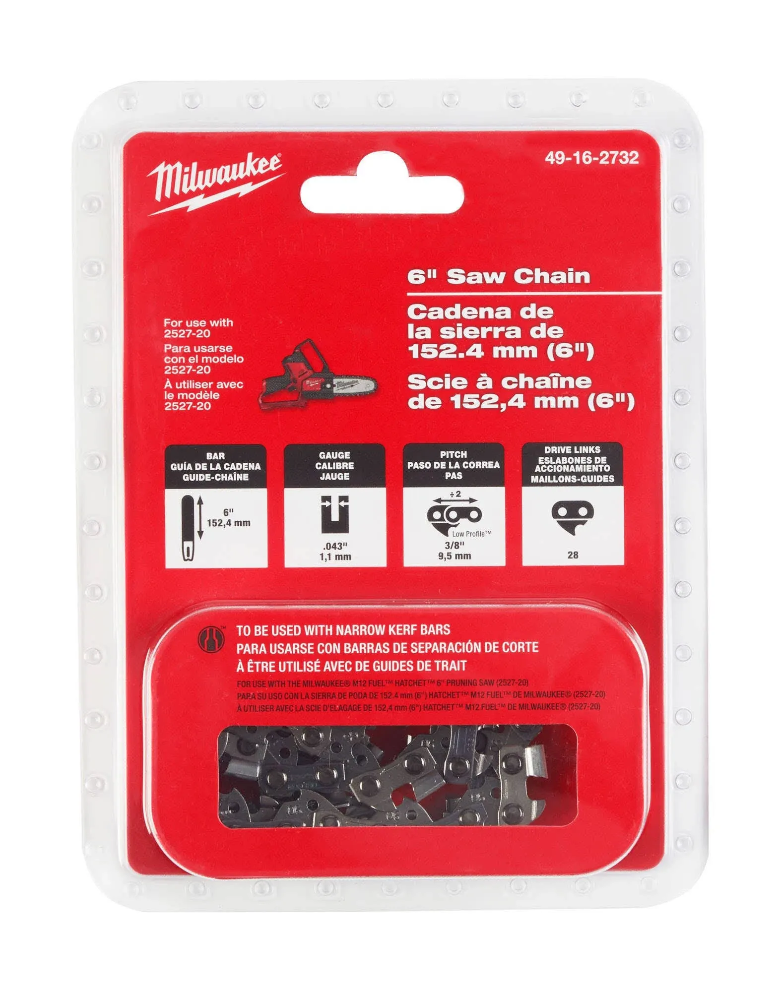 Milwaukee 49-16-2732 6" Shaw Chain Replacement