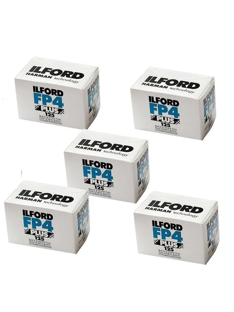 Five Pack of Ilford FP4 Plus 35mm Black & White Negative Film 36 EXP