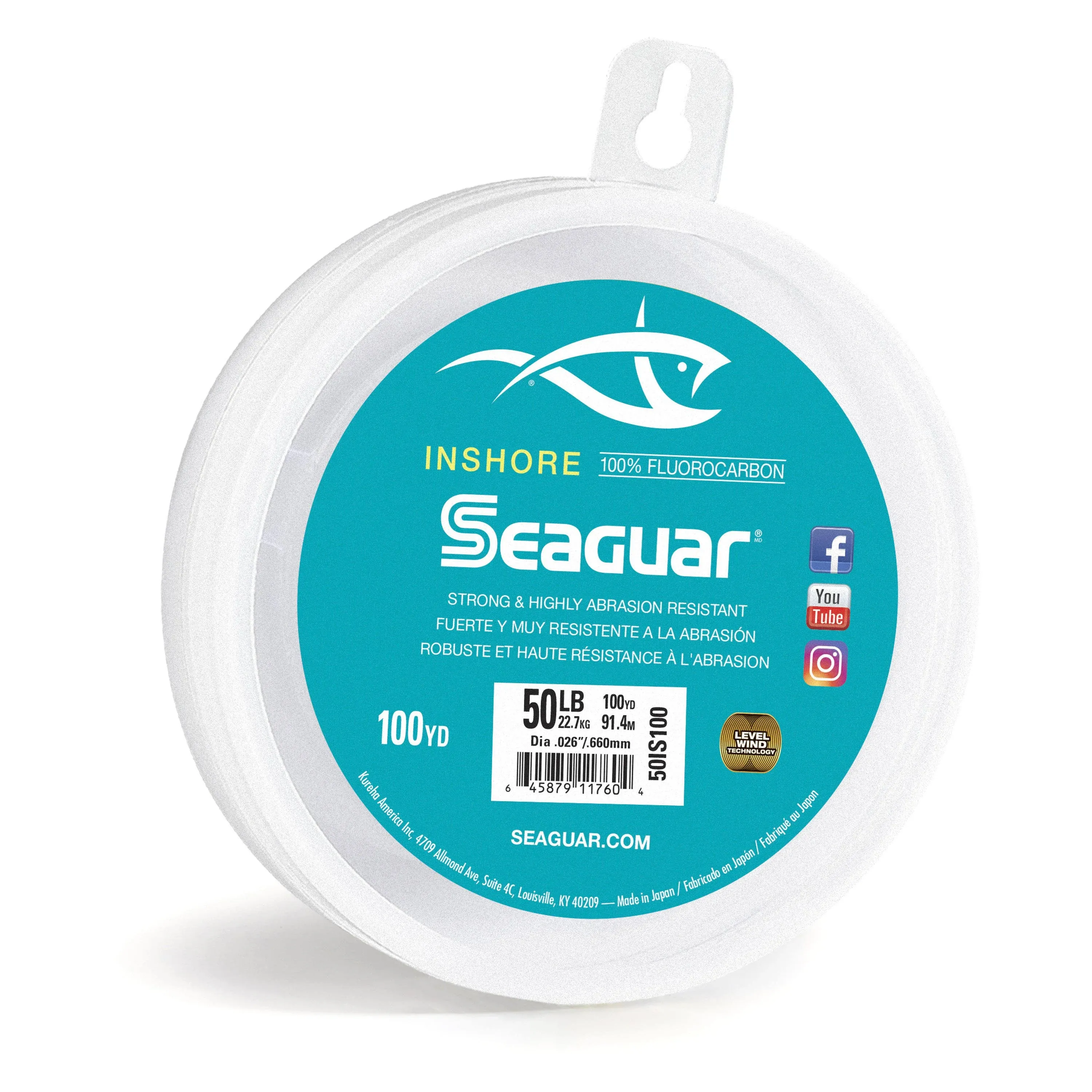 Seaguar/Kureha America in Shore 100% Fluorocarbon Leader 100yd 50lb, Clear