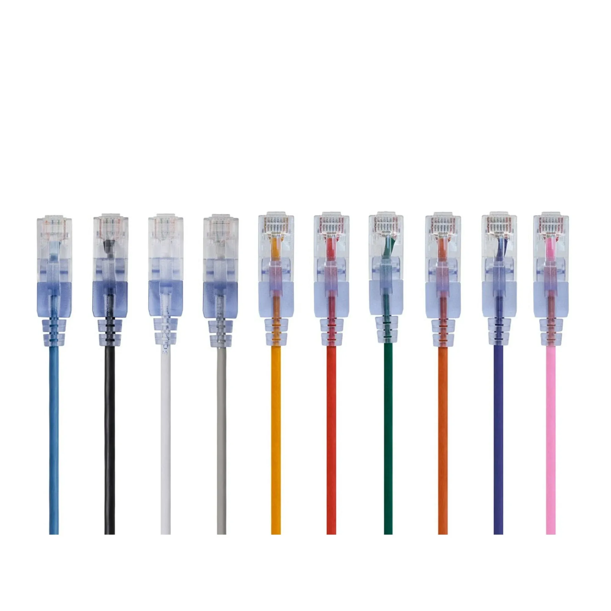 Monoprice Cat6A 5ft 10-Color 10-Pk Patch Cable  UTP 30AWG 10G Pure Bare Copper Snagless RJ45 SlimRun Series Ethernet Cable