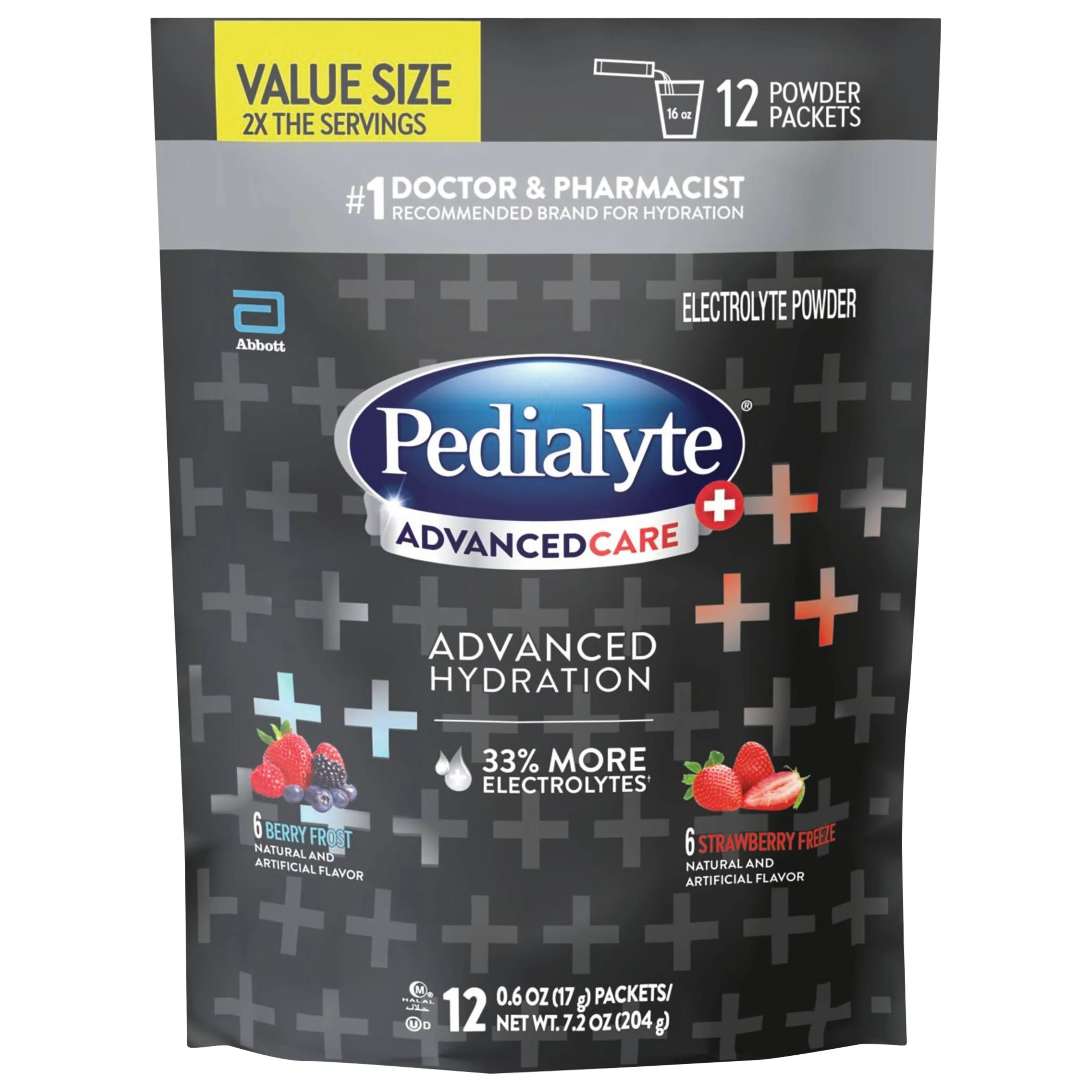 Pedialyte AdvancedCare Electrolyte Powder, Berry Frost/Strawberry Freeze, Value ...