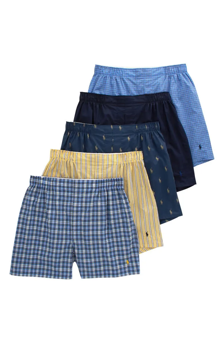 POLO RALPH LAUREN Men's Classic Fit Woven Boxers 5 Pack