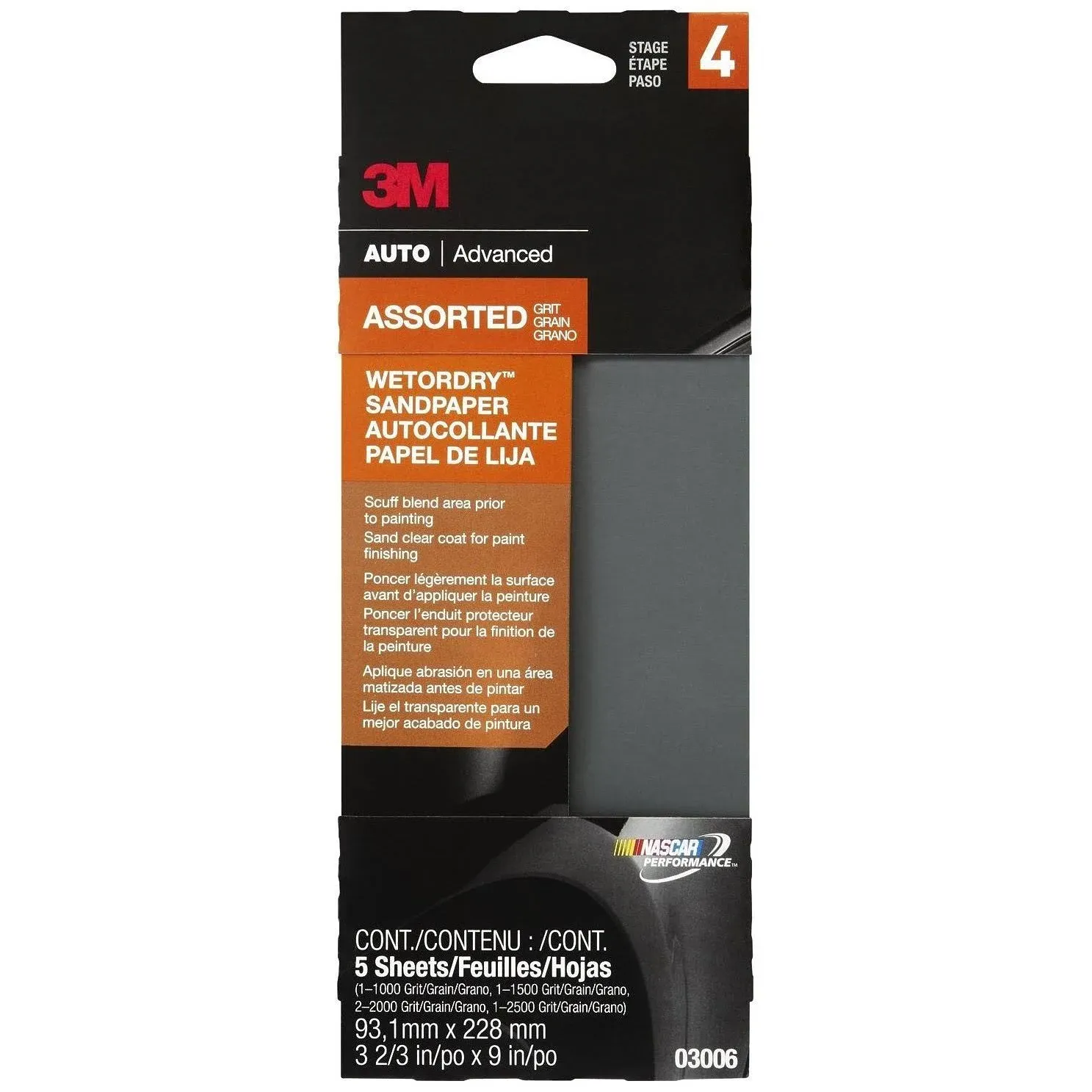 3M Wetordry Auto Sandpaper Grits, Assorted - 5 pack