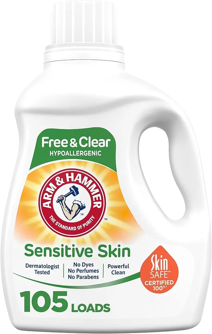 Arm & Hammer Sensitive Skin Free & Clear, 140 Loads Liquid Laundry Detergent, 140 Fl oz